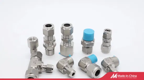 Satinless Steel Compression Fittings Tee Tube Fitting Connector with Double Ferrule Cutting Rings for Hydraulic or Instrumentation Parts
